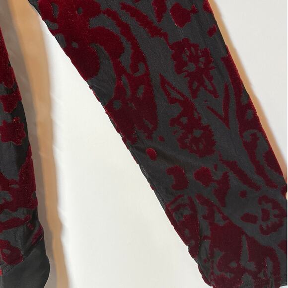 Simply Vera Vera Wang Velvet Burnout Long Sleeve Tunic Top Burgundy Black Size L - Picture 4 of 13